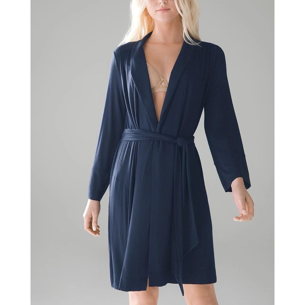 Soma Robe Women's L/XL Black Cool Nights Knit Wrap Long Sleeve Belted